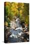 Dee River Cascades during Autumn Season, Scotland, Uk.-pink candy-Stretched Canvas