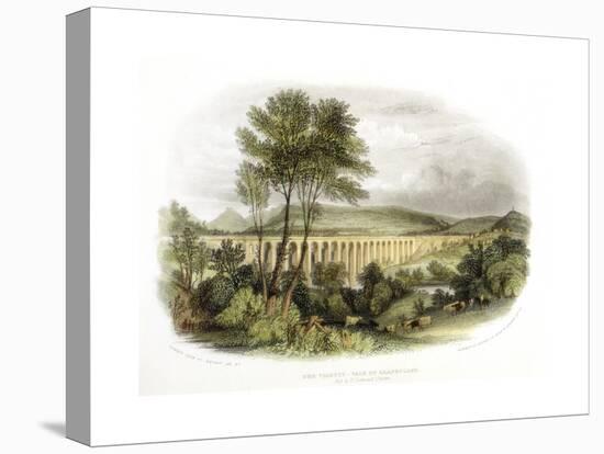 Dee Viaduct, Vale of Llangollen, on the Shrewsbury, Wales and Chester Railway C1848-null-Stretched Canvas