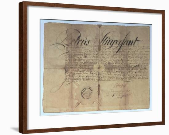 Deed Signed by Peter Stuyvesant, Director General of New Netherland, 15th May 1664-null-Framed Giclee Print