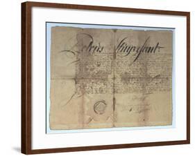 Deed Signed by Peter Stuyvesant, Director General of New Netherland, 15th May 1664-null-Framed Giclee Print