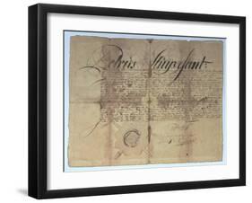 Deed Signed by Peter Stuyvesant, Director General of New Netherland, 15th May 1664-null-Framed Giclee Print