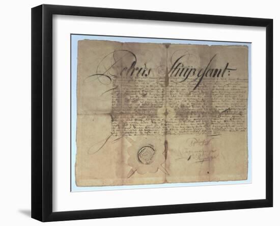 Deed Signed by Peter Stuyvesant, Director General of New Netherland, 15th May 1664-null-Framed Giclee Print