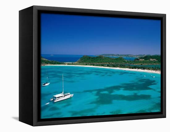 Deep Bay, Beach and Yachts, Blue Water, Antigua, Caribbean Islands-Steve Vidler-Framed Stretched Canvas