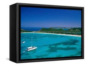 Deep Bay, Beach and Yachts, Blue Water, Antigua, Caribbean Islands-Steve Vidler-Framed Stretched Canvas