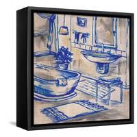 Deep Blue Bath I-Margaret Ferry-Framed Stretched Canvas