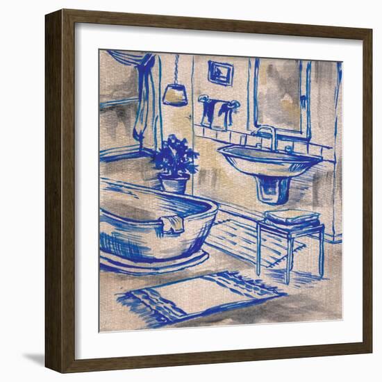 Deep Blue Bath I-Margaret Ferry-Framed Art Print