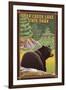 Deep Creek Lake State Park, Maryland - Bear in Forest-Lantern Press-Framed Art Print