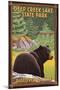 Deep Creek Lake State Park, Maryland - Bear in Forest-Lantern Press-Mounted Art Print