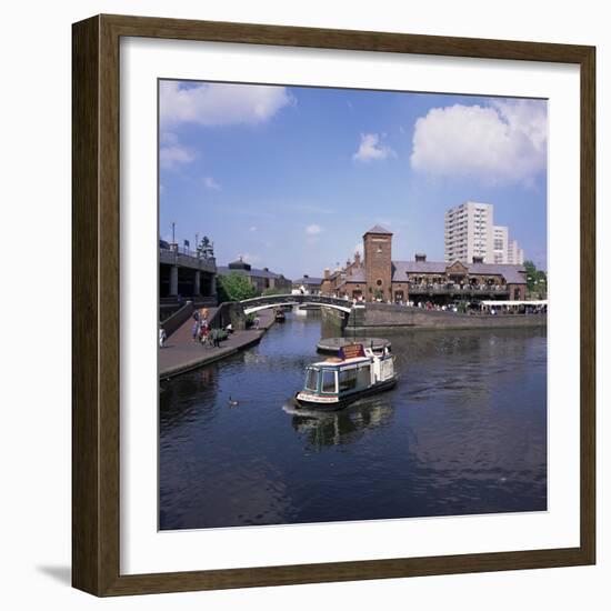 Deep Cutting Junction Canal Crossroads with Malt House and Waterbus, Birmingham, West Midlands, UK-Geoff Renner-Framed Photographic Print