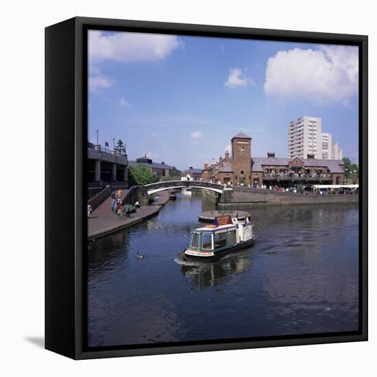 Deep Cutting Junction Canal Crossroads with Malt House and Waterbus, Birmingham, West Midlands, UK-Geoff Renner-Framed Stretched Canvas