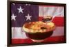 Deep Dish Blueberry Pie, with a scoop in front of the American Flag-Fred Lyon-Framed Photographic Print