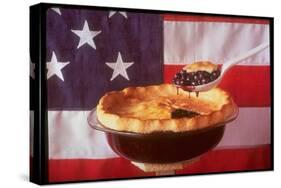 Deep Dish Blueberry Pie, with a scoop in front of the American Flag-Fred Lyon-Stretched Canvas