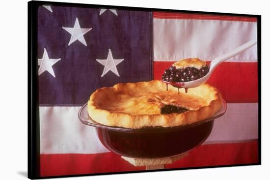 Deep Dish Blueberry Pie, with a scoop in front of the American Flag-Fred Lyon-Stretched Canvas