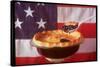 Deep Dish Blueberry Pie, with a scoop in front of the American Flag-Fred Lyon-Stretched Canvas
