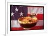 Deep Dish Blueberry Pie, with a scoop in front of the American Flag-Fred Lyon-Framed Photographic Print