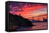 Deep Red Sunset at Treasure Island, San Francisco Bay Bridge-Vincent James-Framed Stretched Canvas