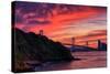 Deep Red Sunset at Treasure Island, San Francisco Bay Bridge-Vincent James-Stretched Canvas