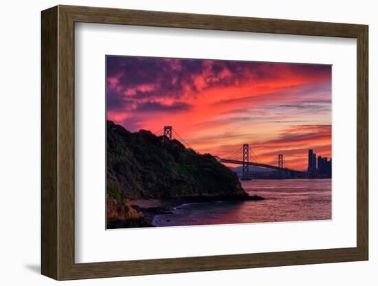 Deep Red Sunset at Treasure Island, San Francisco Bay Bridge-Vincent James-Framed Photographic Print