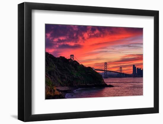 Deep Red Sunset at Treasure Island, San Francisco Bay Bridge-Vincent James-Framed Photographic Print