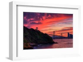 Deep Red Sunset at Treasure Island, San Francisco Bay Bridge-Vincent James-Framed Photographic Print