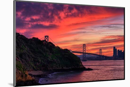 Deep Red Sunset at Treasure Island, San Francisco Bay Bridge-Vincent James-Mounted Photographic Print