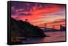 Deep Red Sunset at Treasure Island, San Francisco Bay Bridge-Vincent James-Framed Stretched Canvas