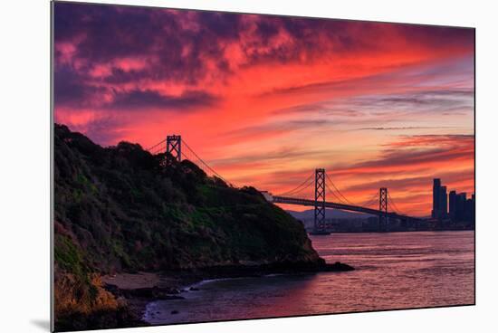 Deep Red Sunset at Treasure Island, San Francisco Bay Bridge-Vincent James-Mounted Photographic Print