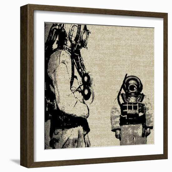 Deep Sea Diver Background-Petrafler-Framed Art Print