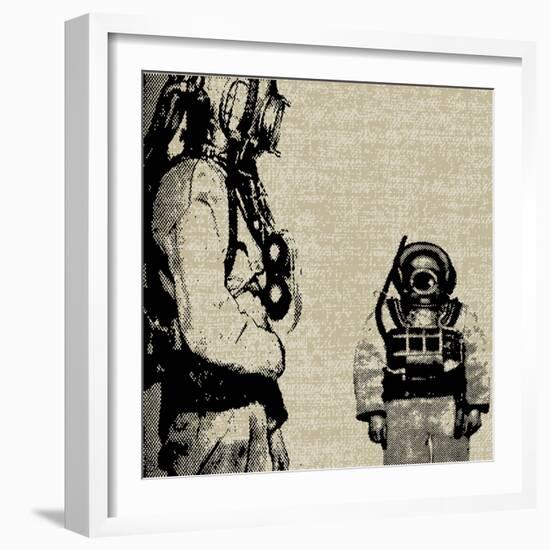 Deep Sea Diver Background-Petrafler-Framed Art Print