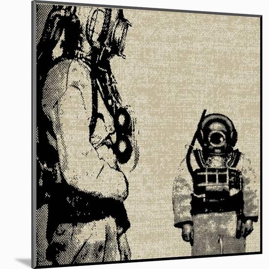 Deep Sea Diver Background-Petrafler-Mounted Art Print