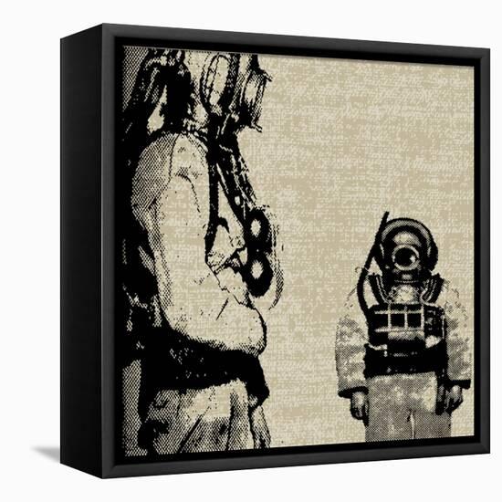 Deep Sea Diver Background-Petrafler-Framed Stretched Canvas