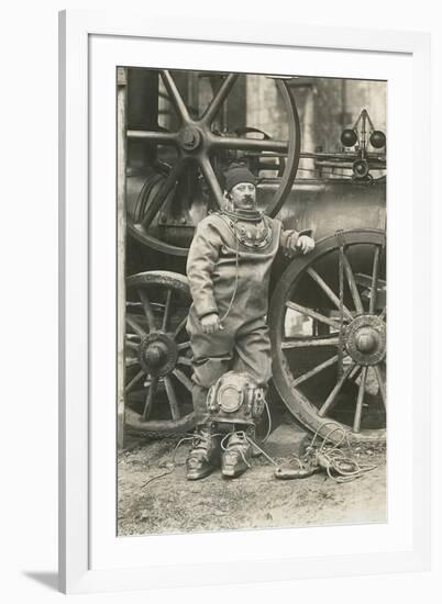 Deep Sea Diver with Giant Pump-null-Framed Art Print