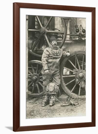 Deep Sea Diver with Giant Pump-null-Framed Art Print