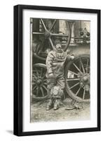 Deep Sea Diver with Giant Pump-null-Framed Art Print