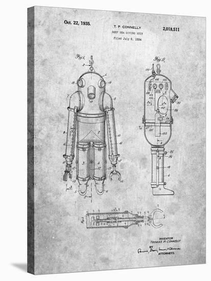 Deep Sea Diving Suit Patent-Cole Borders-Stretched Canvas