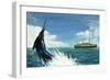 Deep-Sea Fisherman Hook a Swordfish-null-Framed Giclee Print