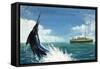 Deep-Sea Fisherman Hook a Swordfish-null-Framed Stretched Canvas