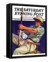 "Deep Sea Fisherman," Saturday Evening Post Cover, February 2, 1935-Edgar Franklin Wittmack-Framed Stretched Canvas
