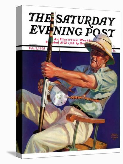 "Deep Sea Fisherman," Saturday Evening Post Cover, February 2, 1935-Edgar Franklin Wittmack-Stretched Canvas