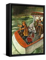 "Deep Sea Fishing in Rain," August 31, 1946-Constantin Alajalov-Framed Stretched Canvas