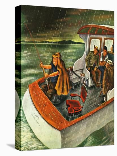 "Deep Sea Fishing in Rain," August 31, 1946-Constantin Alajalov-Stretched Canvas