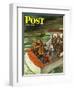 "Deep Sea Fishing in Rain," Saturday Evening Post Cover, August 31, 1946-Constantin Alajalov-Framed Giclee Print