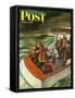 "Deep Sea Fishing in Rain," Saturday Evening Post Cover, August 31, 1946-Constantin Alajalov-Framed Stretched Canvas