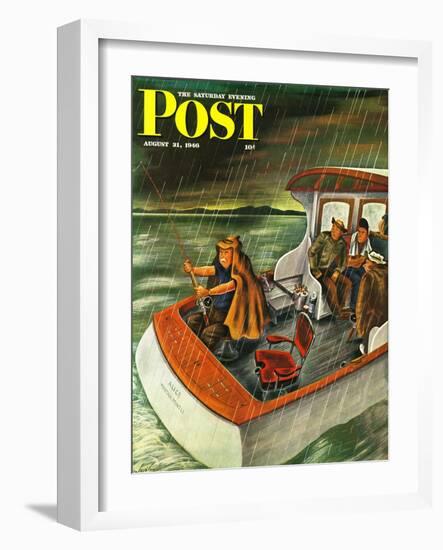 "Deep Sea Fishing in Rain," Saturday Evening Post Cover, August 31, 1946-Constantin Alajalov-Framed Giclee Print