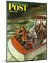 "Deep Sea Fishing in Rain," Saturday Evening Post Cover, August 31, 1946-Constantin Alajalov-Mounted Giclee Print