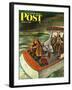 "Deep Sea Fishing in Rain," Saturday Evening Post Cover, August 31, 1946-Constantin Alajalov-Framed Giclee Print