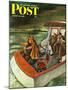 "Deep Sea Fishing in Rain," Saturday Evening Post Cover, August 31, 1946-Constantin Alajalov-Mounted Giclee Print