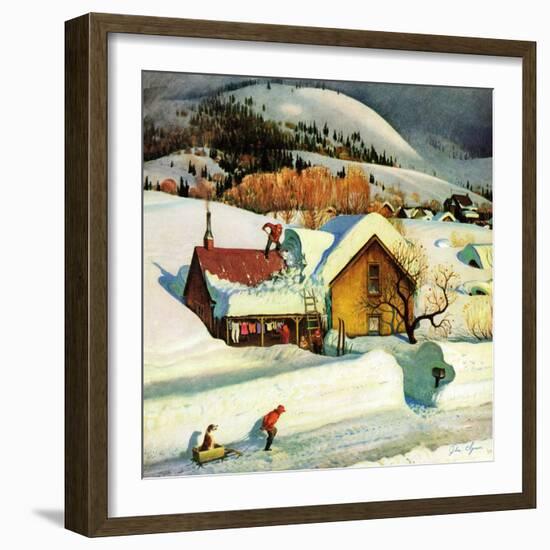 "Deep Snow Fall", January 23, 1954-John Clymer-Framed Premium Giclee Print