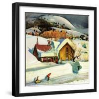 "Deep Snow Fall", January 23, 1954-John Clymer-Framed Premium Giclee Print