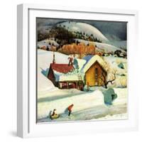 "Deep Snow Fall", January 23, 1954-John Clymer-Framed Premium Giclee Print